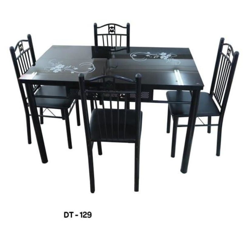 Black Four Seater Glass Dining Table – Kenty Furniture Kenya