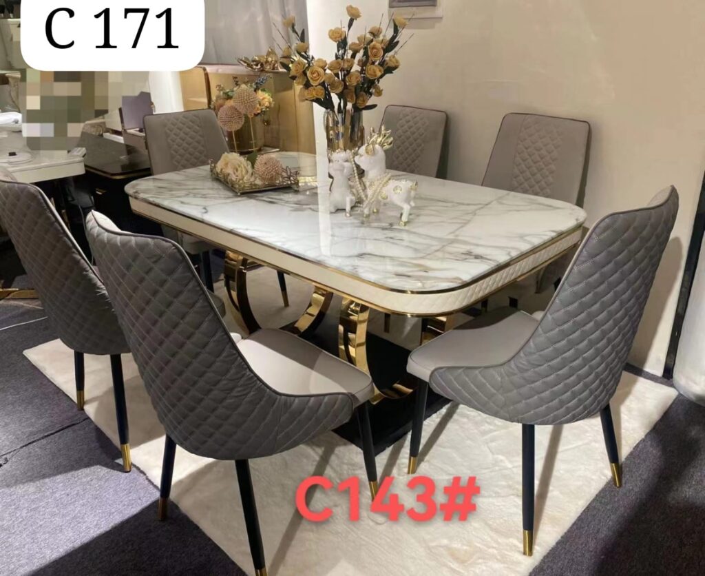 Luxury 6 Seater Marble Top Dining - Kenty Furniture Kenya