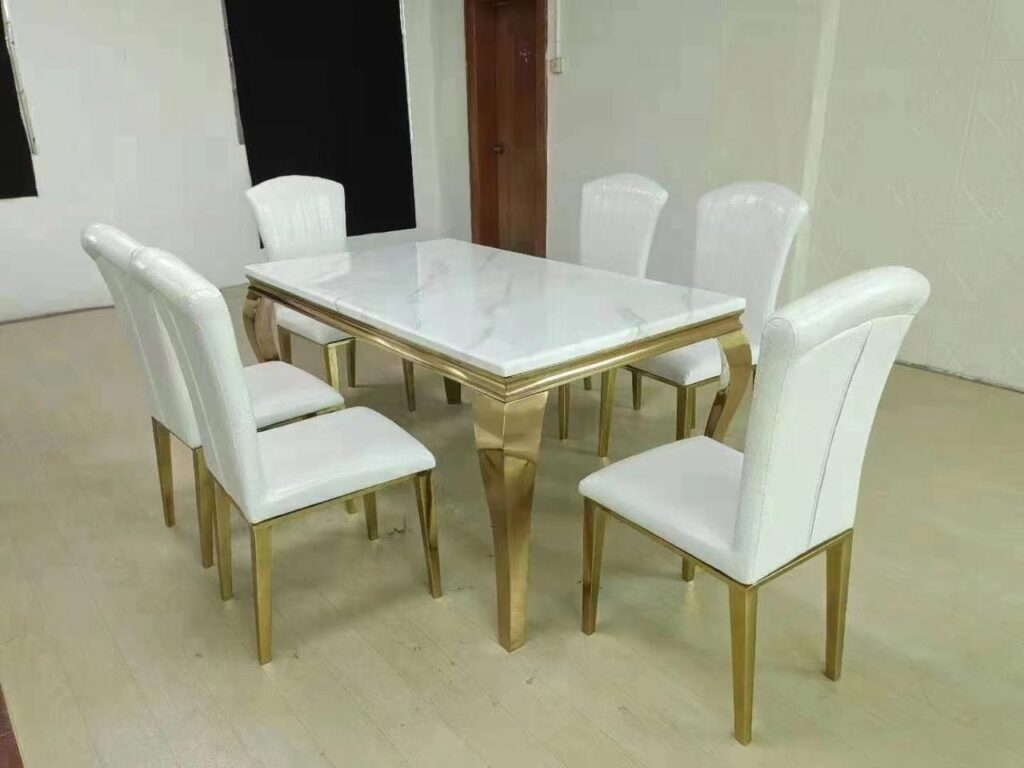 Marble Top Six Seater Dining Set