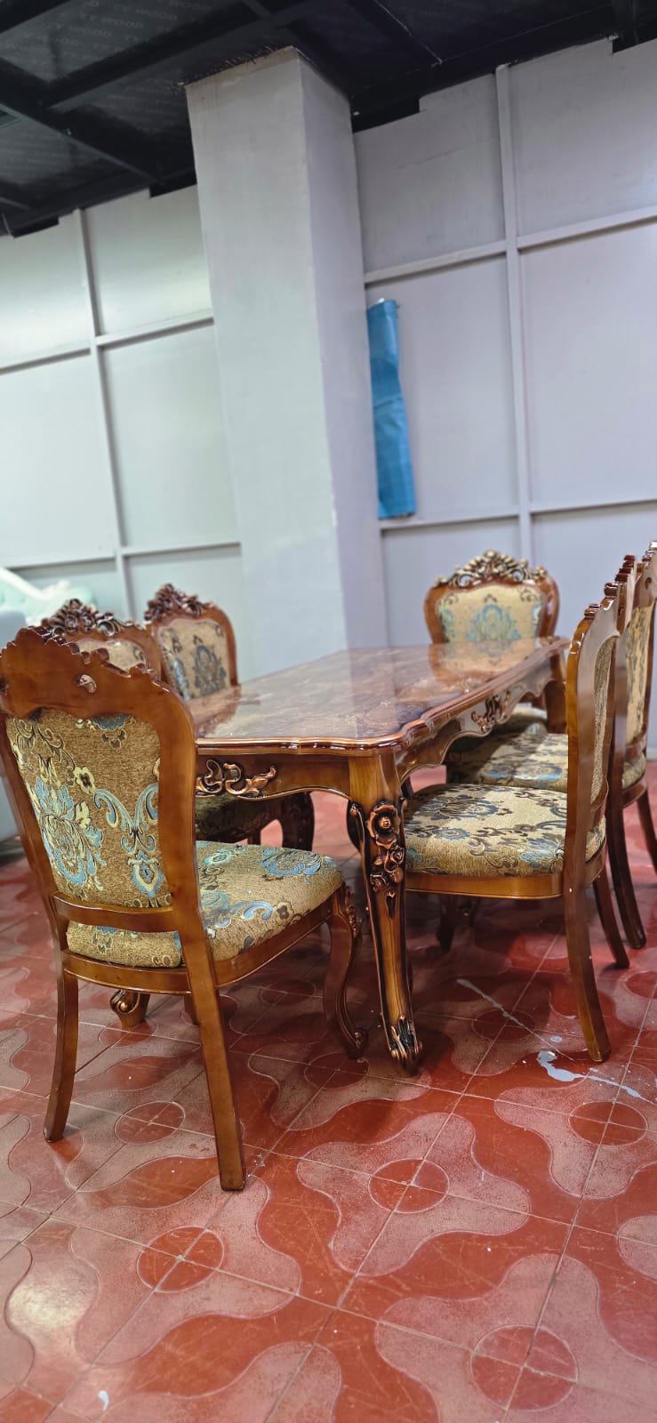 kenty furniture (22) 6-Seater Marble Top Dining Set