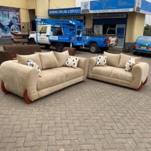 5-Seater Beige Fabric Sofa Set